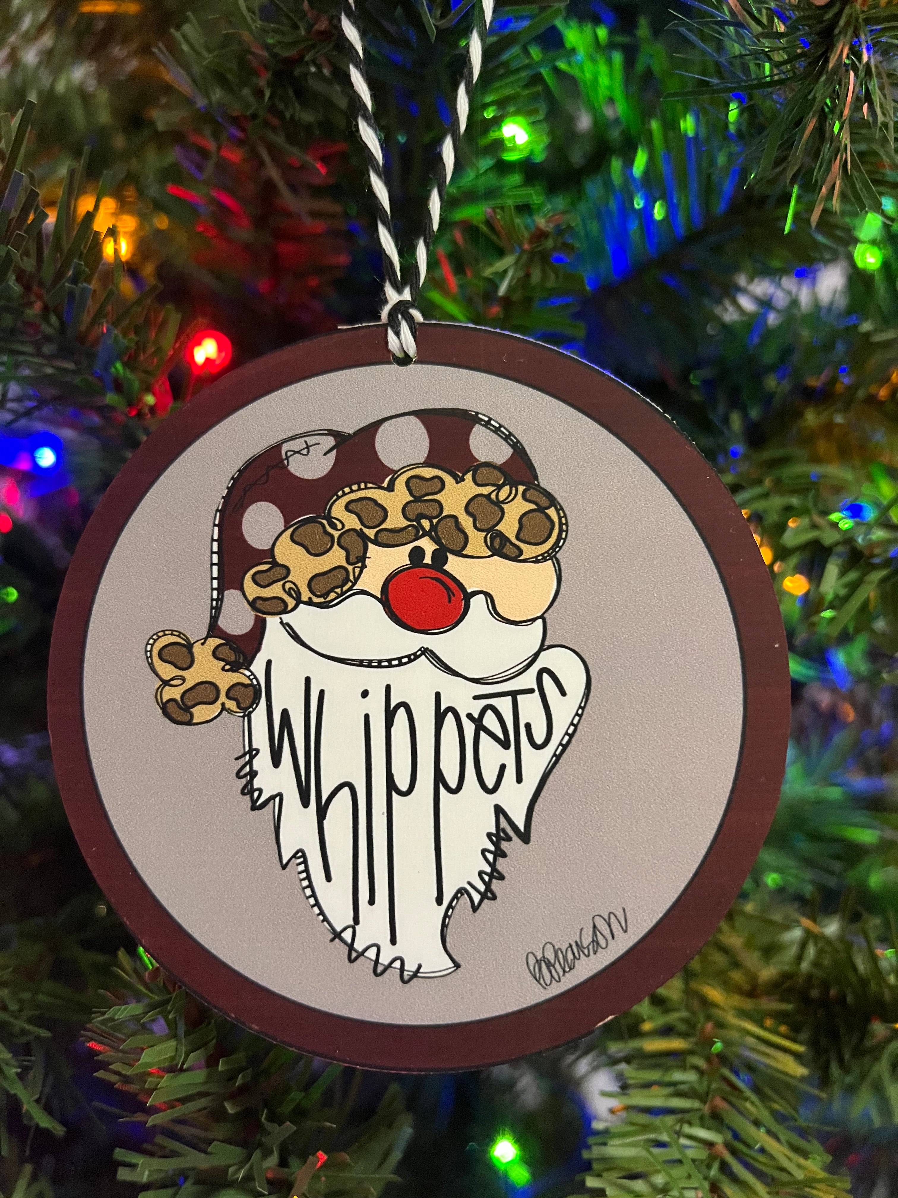 Whippet Santa ornament