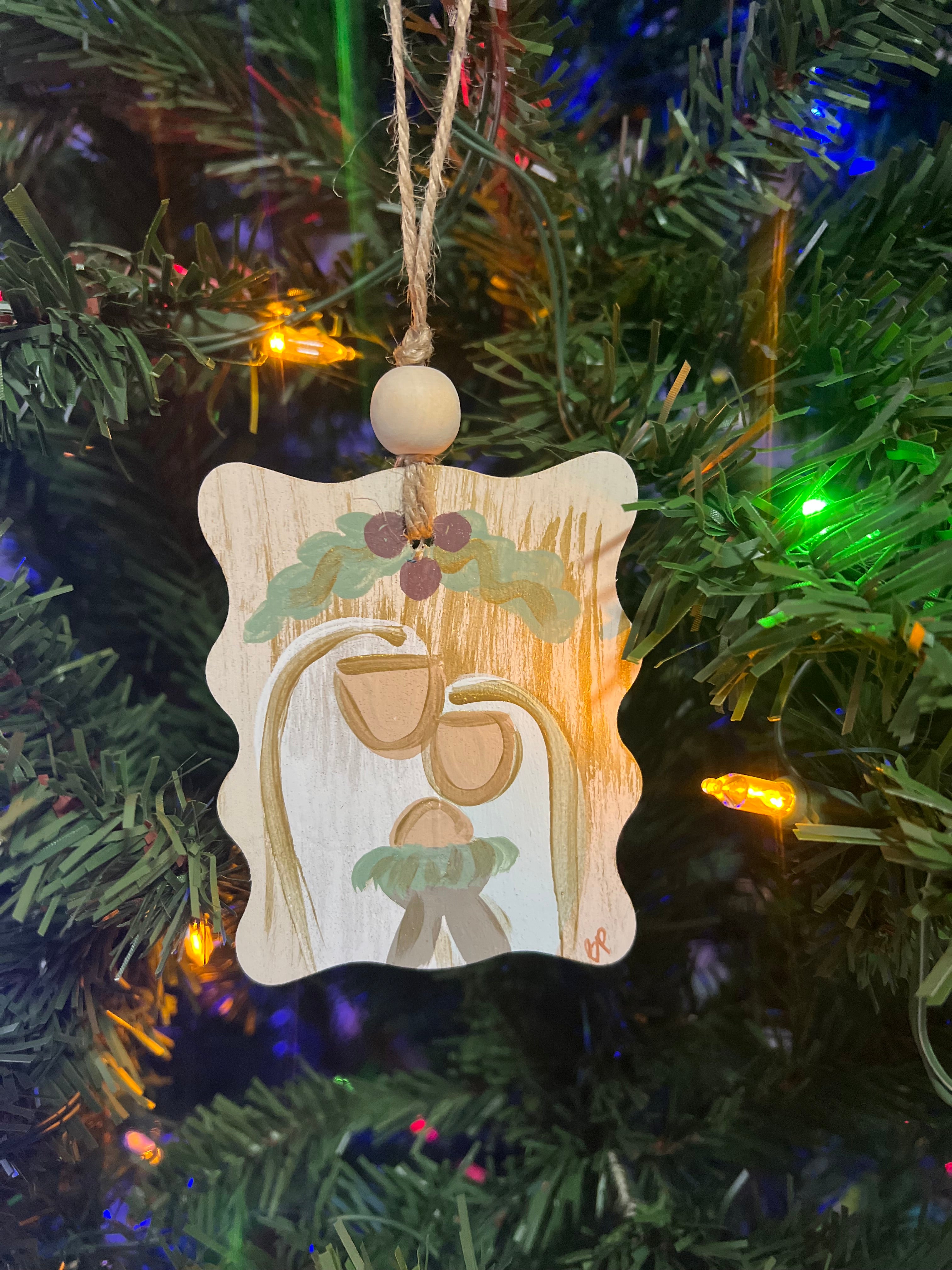 Hand painted nativity Christmas ornament
