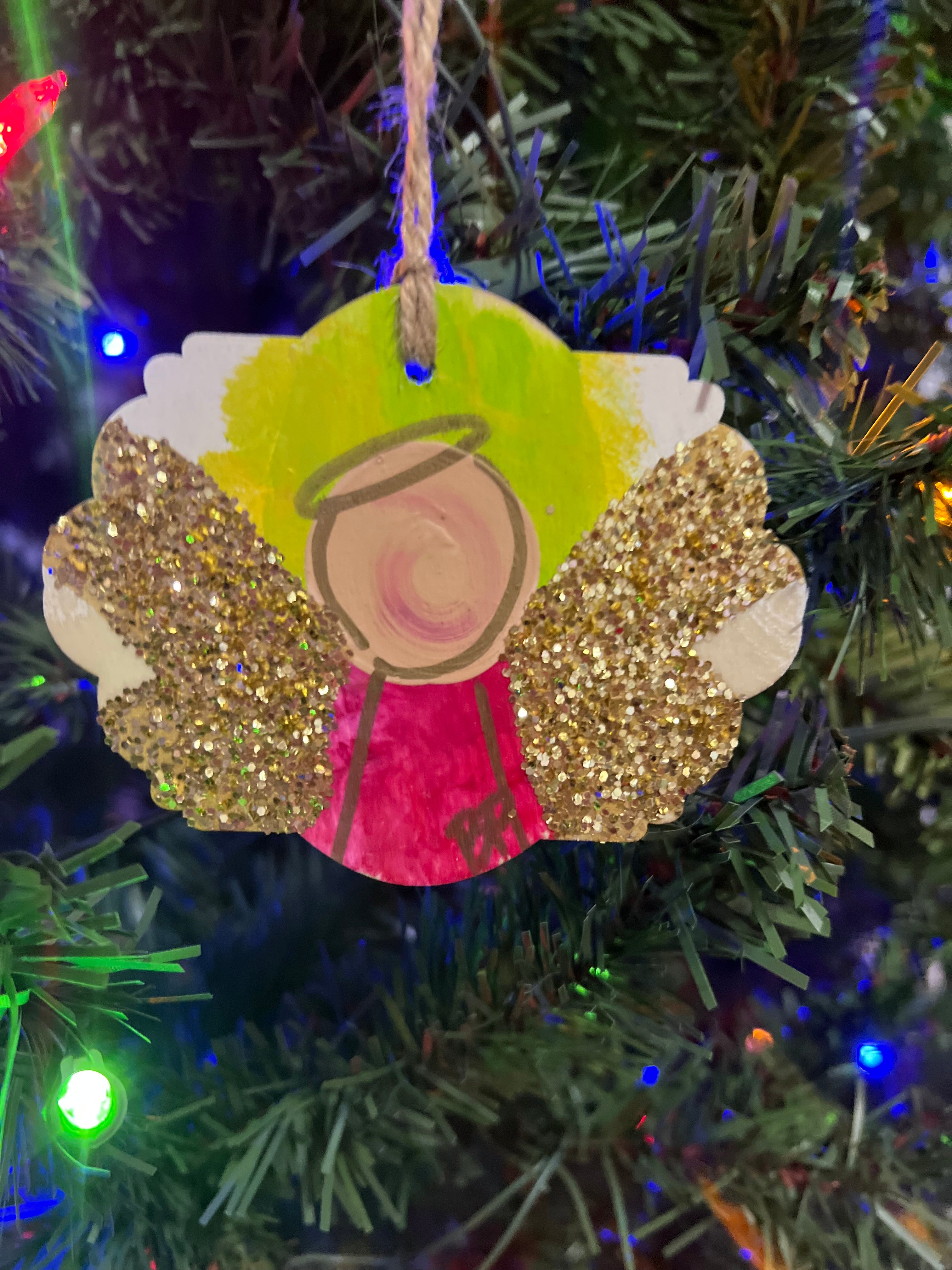 Hand painted angel Christmas ornament