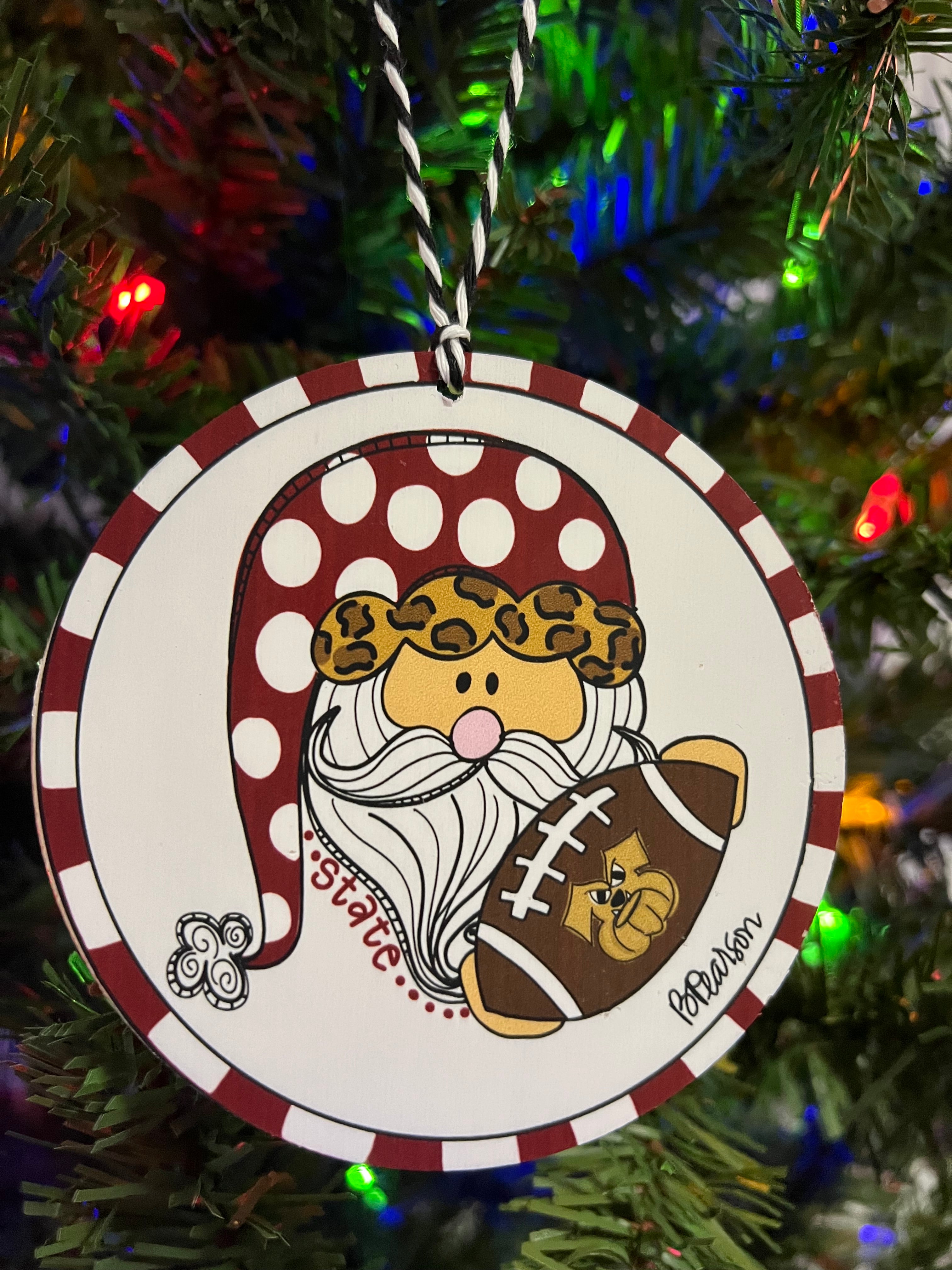 MS Santa Football ornament