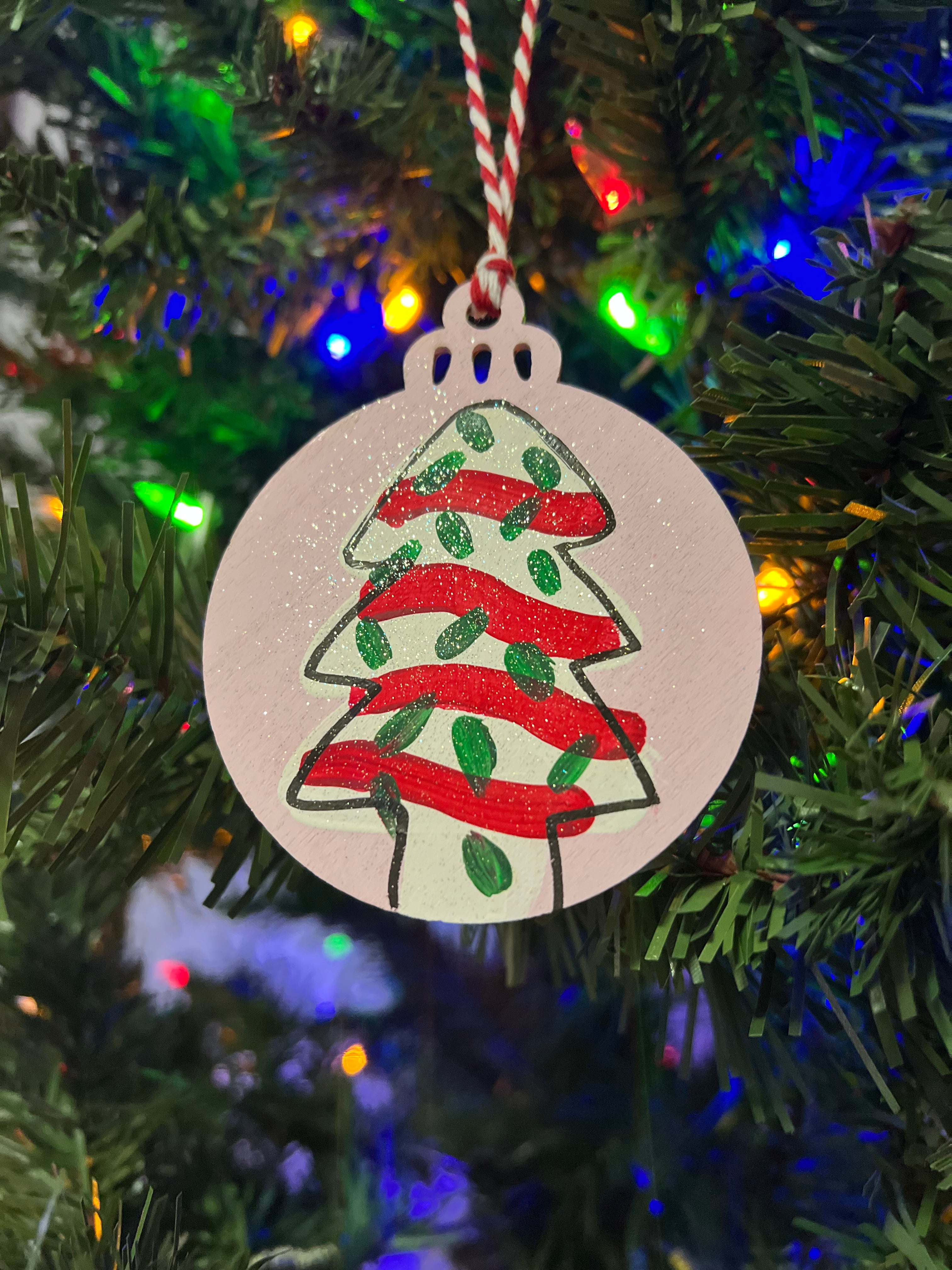 Hand painted Christmas cake ornament